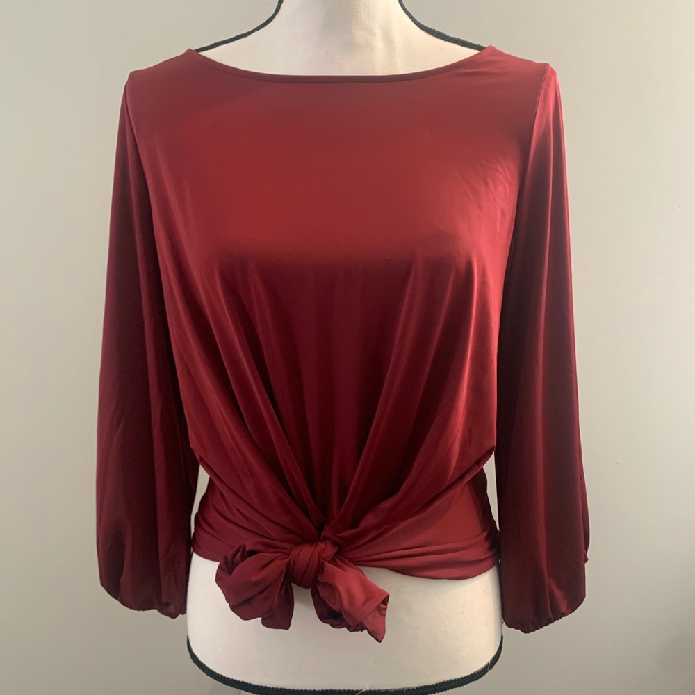 Express Red Tie Front Relaxed Blouse. NWOT.